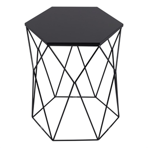 Pemberly Row Modern Element Geometric Side Table in Midnight Black