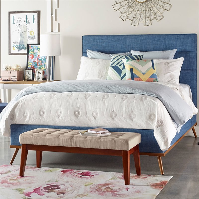 Pemberly Row Modern / Contemporary Tufted Bench in Vanilla Cream