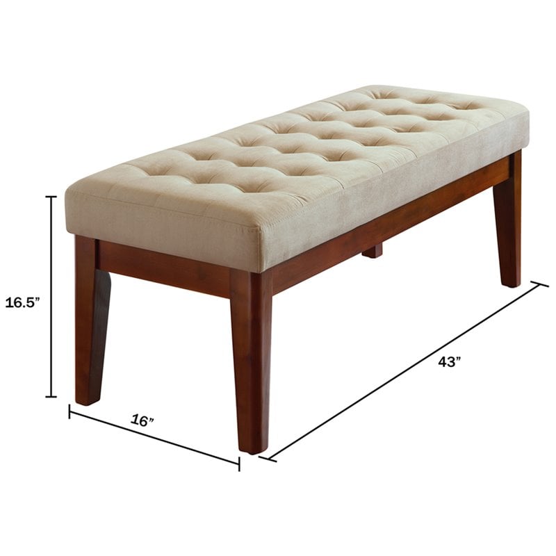 Pemberly Row Modern / Contemporary Tufted Bench in Vanilla Cream