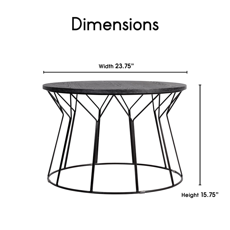 Pemberly Row Modern / Contemporary Coffee Table in Noir Black