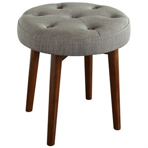 Pemberly Row Modern / Contemporary Round Tufted Stool in Storm Gray