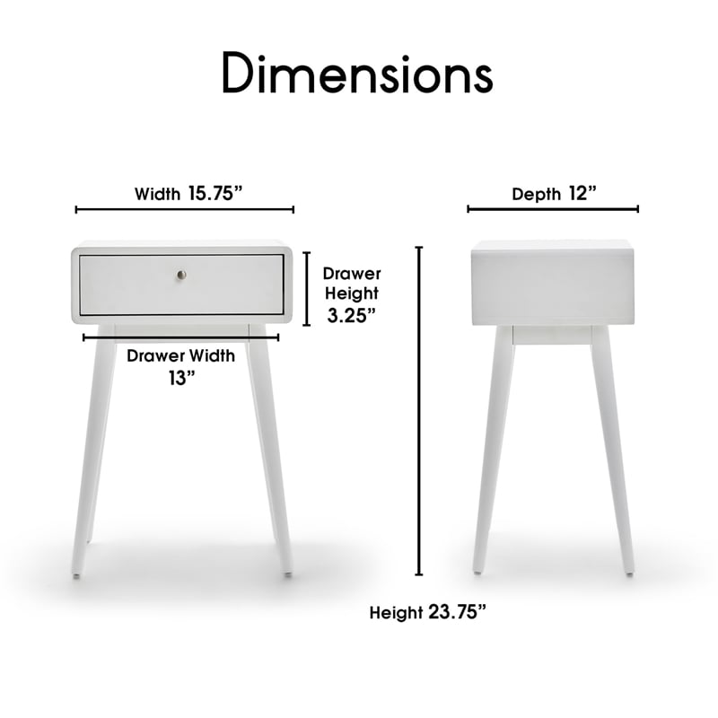 Pemberly Row Modern / Contemporary 1 Drawer End Table in French White