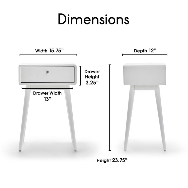 Pemberly Row Modern / Contemporary 1 Drawer End Table in French White