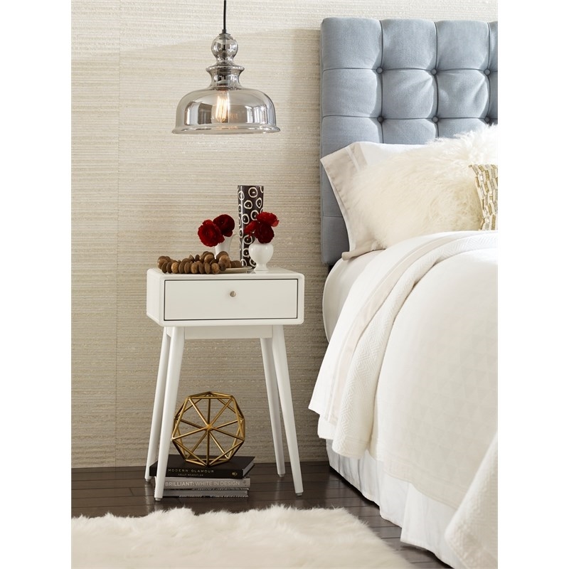 Pemberly Row Modern / Contemporary 1 Drawer End Table in French White