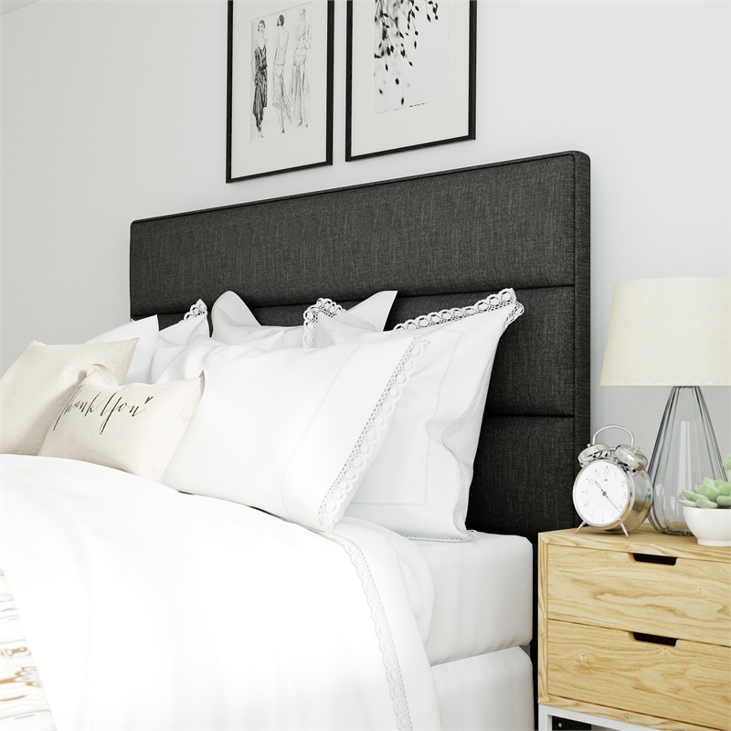 Pemberly Row Modern / Contemporary Queen Upholstered Headboard in Charcoal Gray