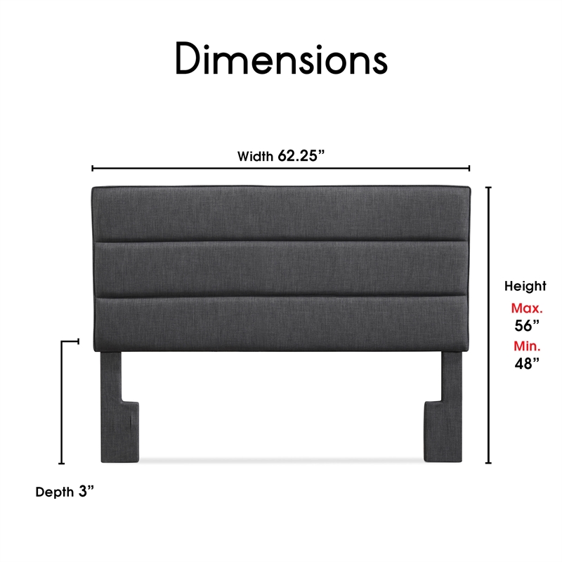 Pemberly Row Modern / Contemporary Queen Upholstered Headboard in Charcoal Gray