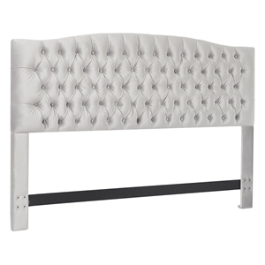 Pemberly Row Modern Fabric Queen Size Headboard in Pearl Gray