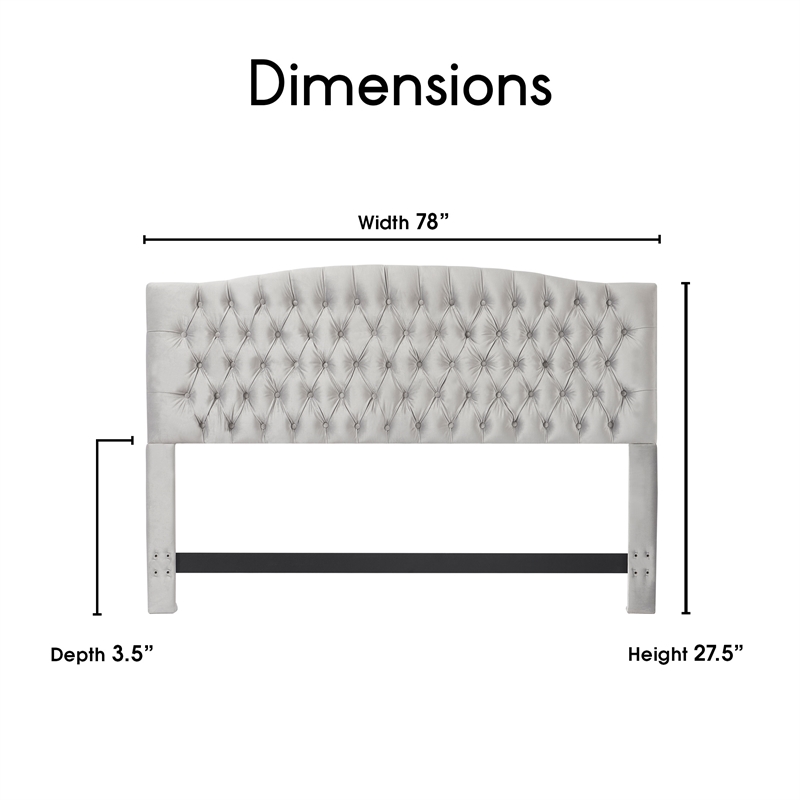 Pemberly Row Modern Fabric King Size Headboard in Pearl Gray