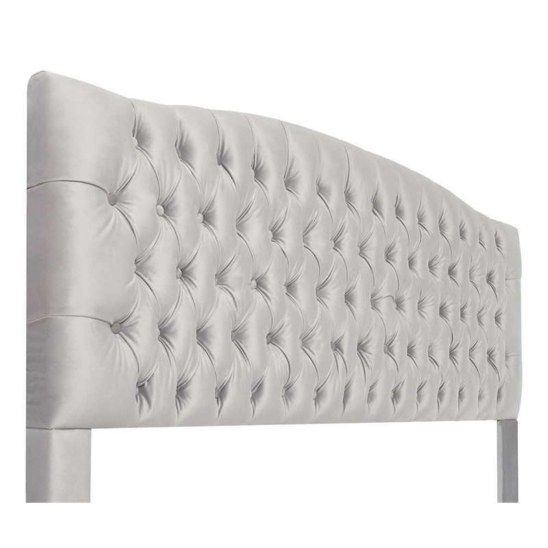 Pemberly Row Modern Fabric King Size Headboard in Pearl Gray