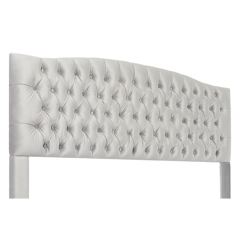 Pemberly Row Modern Fabric King Size Headboard in Pearl Gray