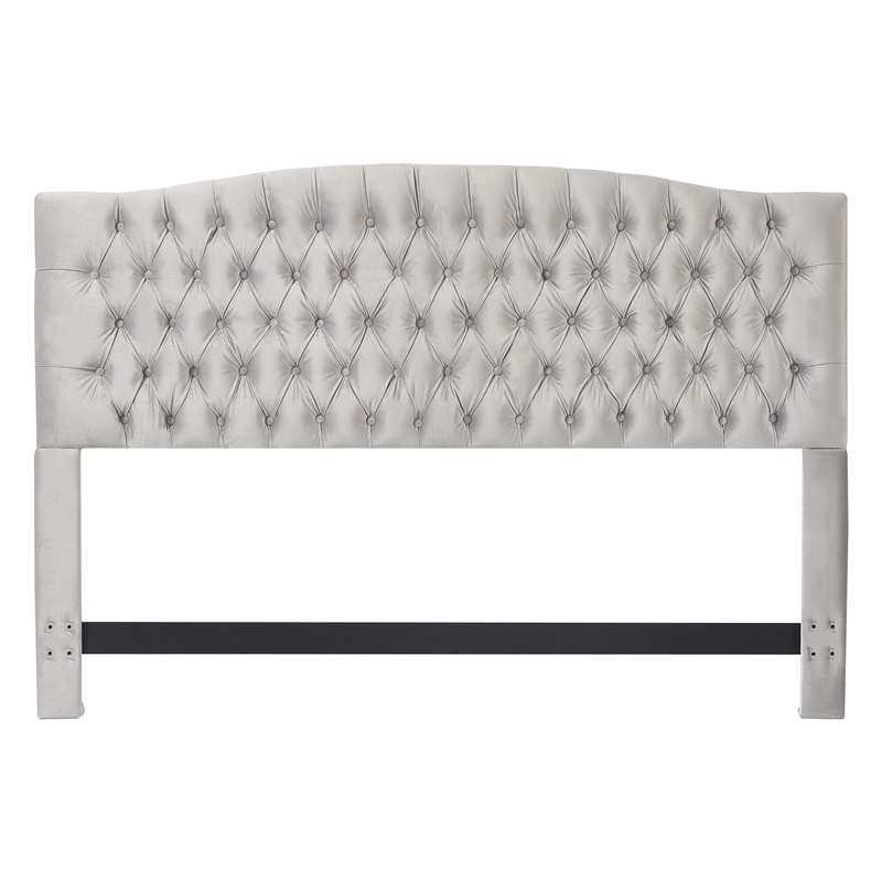 Pemberly Row Modern Fabric King Size Headboard in Pearl Gray