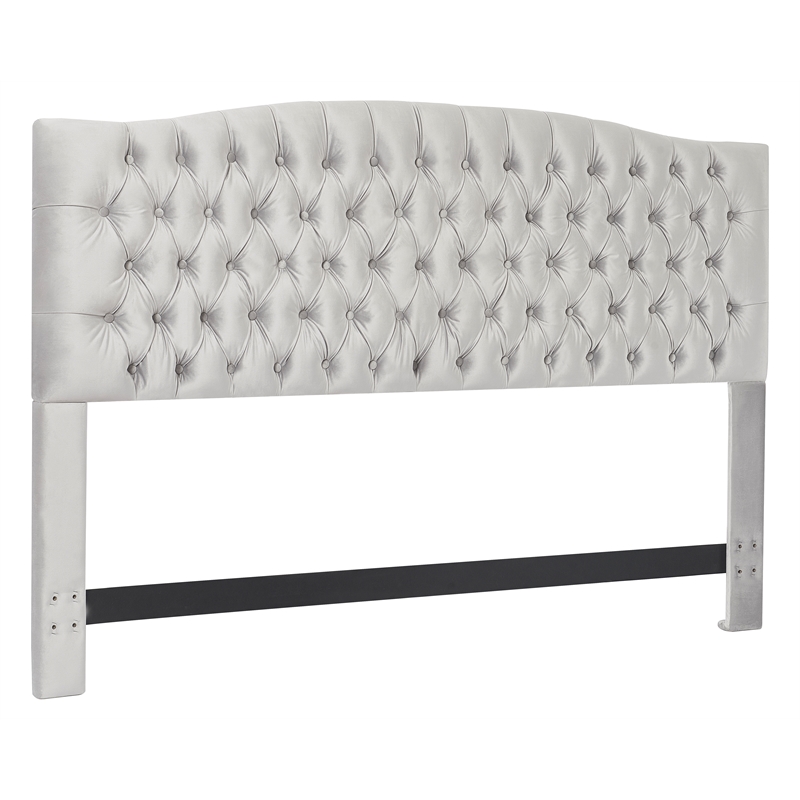 Pemberly Row Modern Fabric King Size Headboard in Pearl Gray