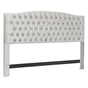 Pemberly Row Modern Fabric King Size Headboard in Pearl Gray