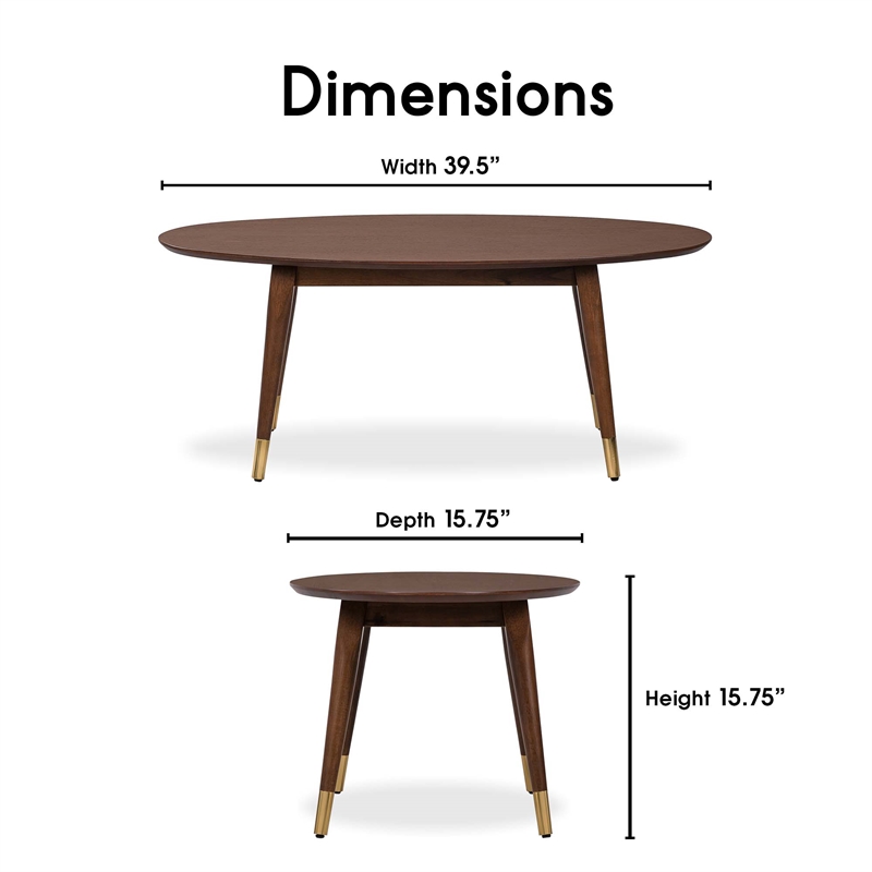Pemberly Row Modern / Contemporary Clemintine Coffee Table Walnut