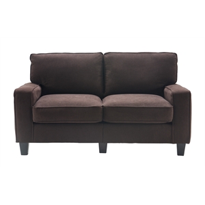 Pemberly Row Modern / Contemporary Palisades 61&quot Loveseat in Dark Brown
