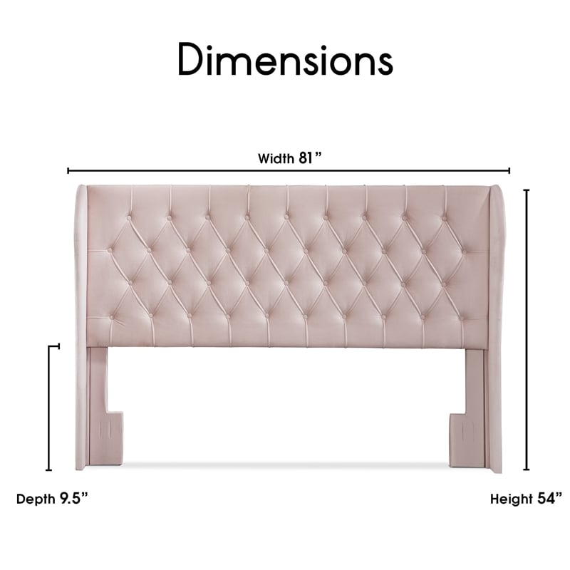 Pemberly Row Lillian August Harlow Upholstered Headboard King Size Dusty Mauve
