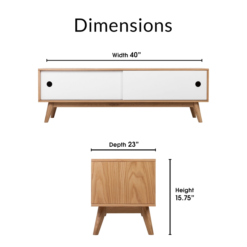 Pemberly Row Modern / Contemporary Abacus Storage Console Modern Oak