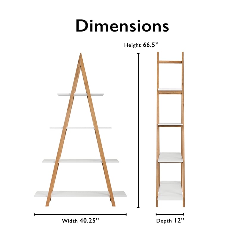 Pemberly Row Modern / Contemporary Abacus Ladder Bookshelf Modern Oak and White