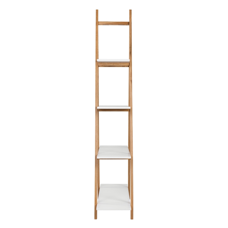 Pemberly Row Modern / Contemporary Abacus Ladder Bookshelf Modern Oak and White