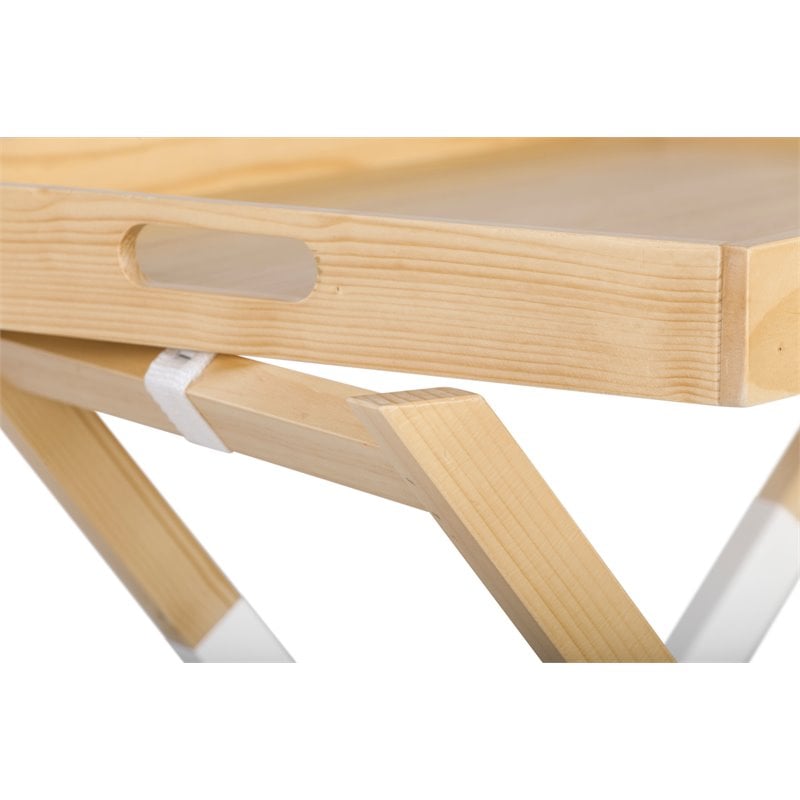 Pemberly Row Modern / Contemporary Folding Tray Table Modern Oak and White