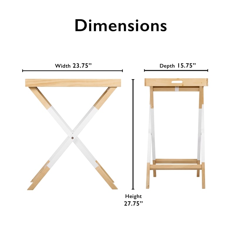Pemberly Row Modern / Contemporary Folding Tray Table Modern Oak and White