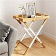 Pemberly Row Modern / Contemporary Folding Tray Table Modern Oak and White