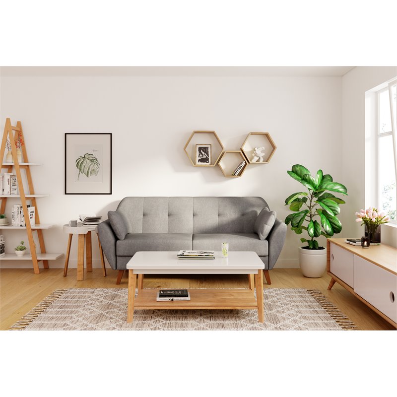 Pemberly Row Modern / Contemporary Folding Tray Table Modern Oak and White