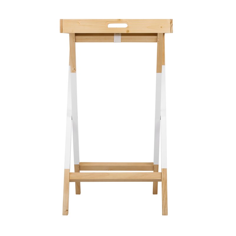 Pemberly Row Modern / Contemporary Folding Tray Table Modern Oak and White
