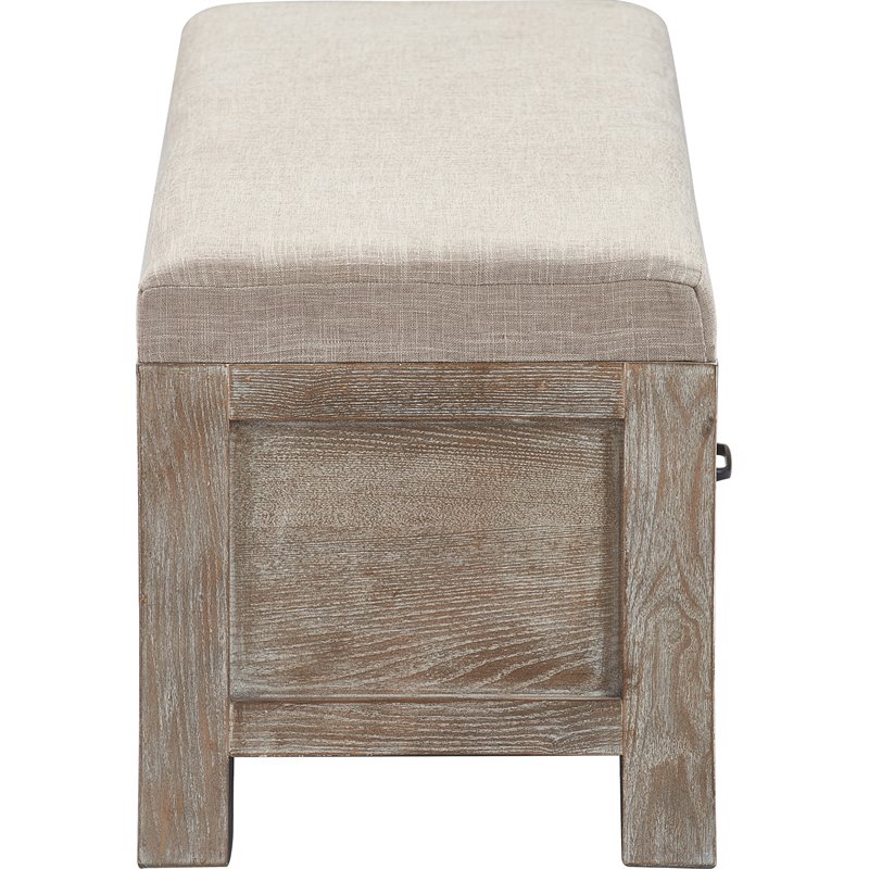 Pemberly Row Cottage Upholstered Storage Bench Weathered Ash