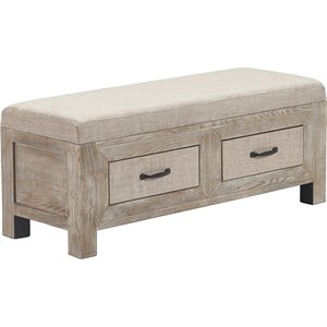 pemberly row cottage upholstered storage bench weathered ash