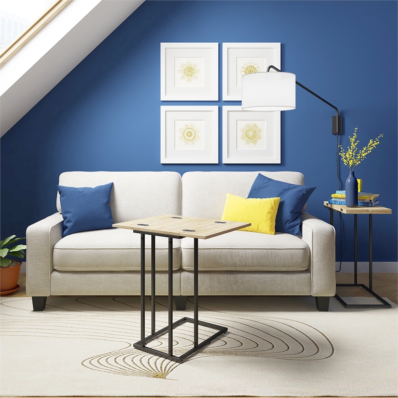 Pemberly Row Harton Rustic Expandable C Side Table Natural Brown