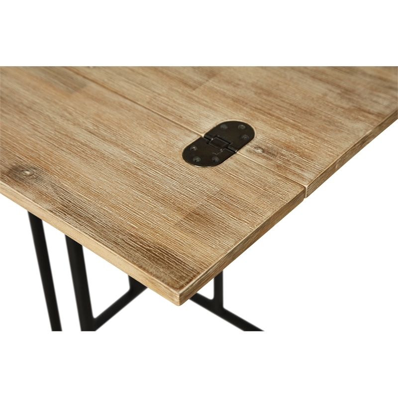 Pemberly Row Harton Rustic Expandable C Side Table Natural Brown