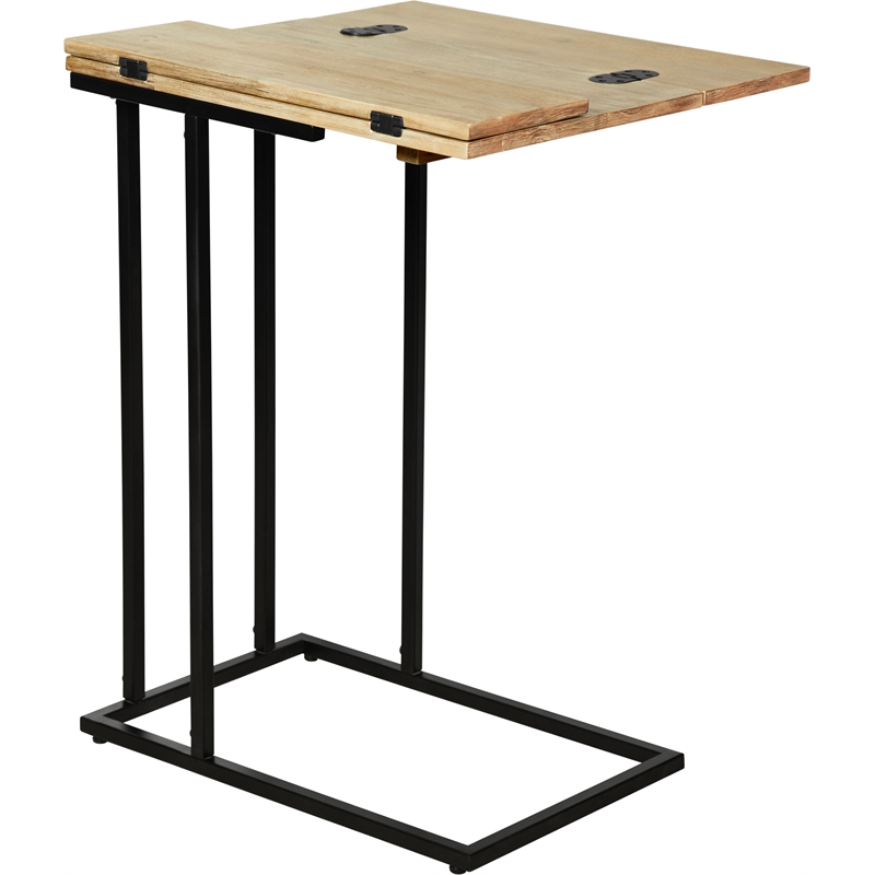 Pemberly Row Harton Rustic Expandable C Side Table Natural Brown