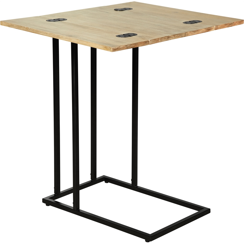 Pemberly Row Harton Rustic Expandable C Side Table Natural Brown