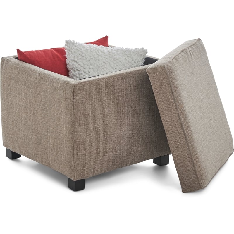 Pemberly Row Modern / Contemporary Storage Cube Ottoman Brown