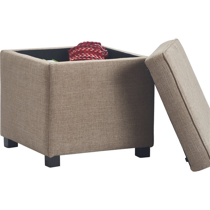 Pemberly Row Modern / Contemporary Storage Cube Ottoman Brown