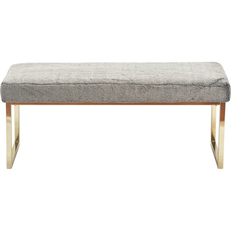 Pemberly Row Modern / Contemporary Giselle Chic Gold Bench Faux Fur