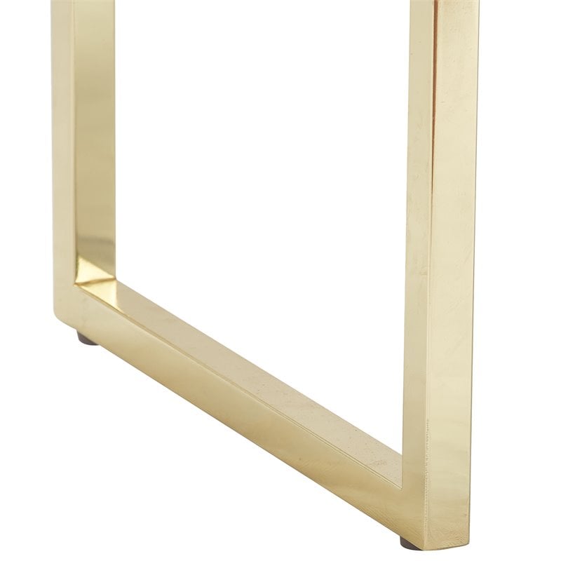 Pemberly Row Modern / Contemporary Giselle Chic Gold Bench Faux Fur