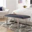 Pemberly Row Modern Remi Velvet Upholstered Bench French Dark Gray