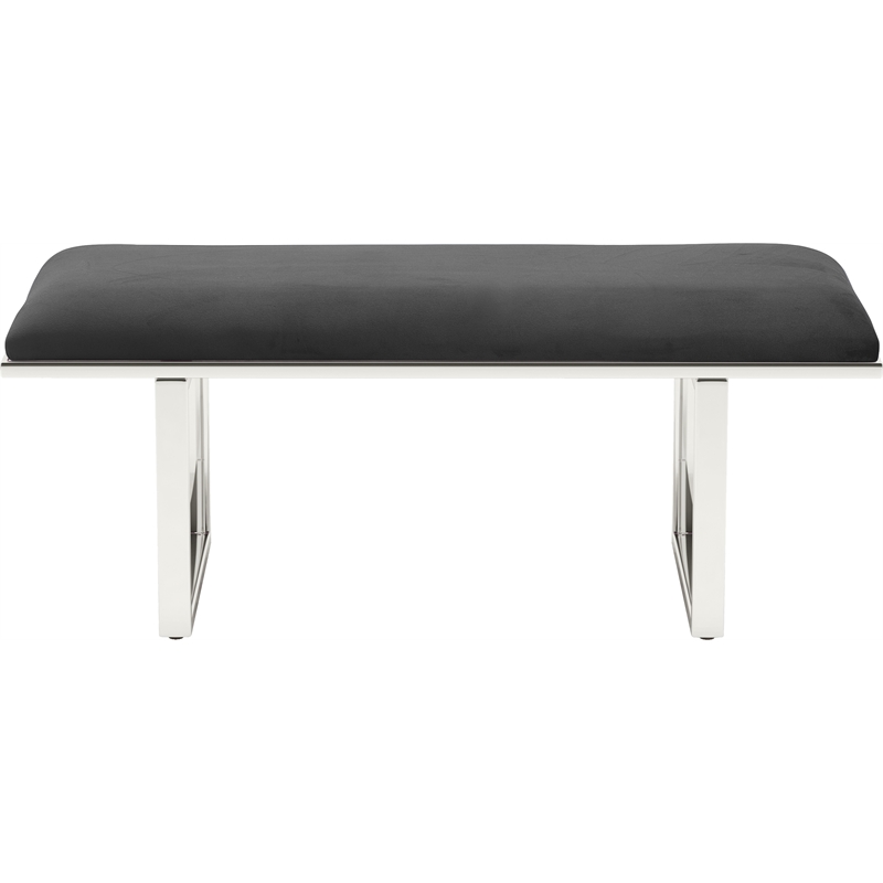 Pemberly Row Modern Remi Velvet Upholstered Bench French Dark Gray