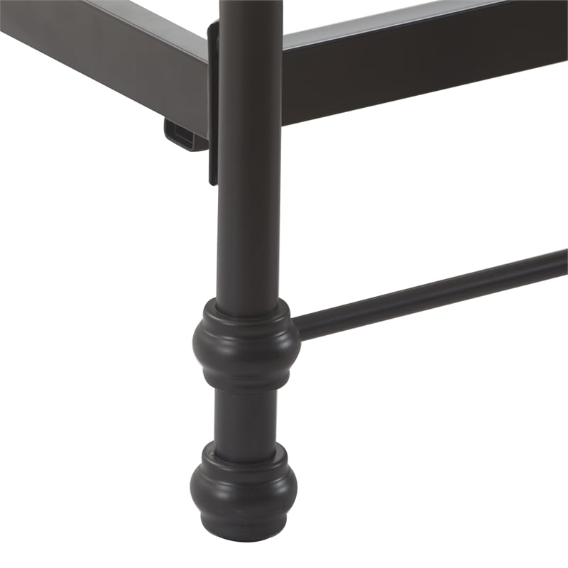 Pemberly Row Modern Renaud Parisian Metal Queen Bed Frame in Black