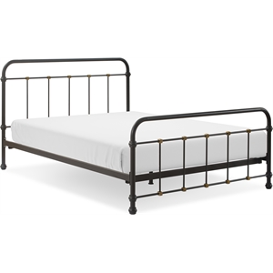 Pemberly Row Modern Renaud Parisian Metal Queen Bed Frame in Black