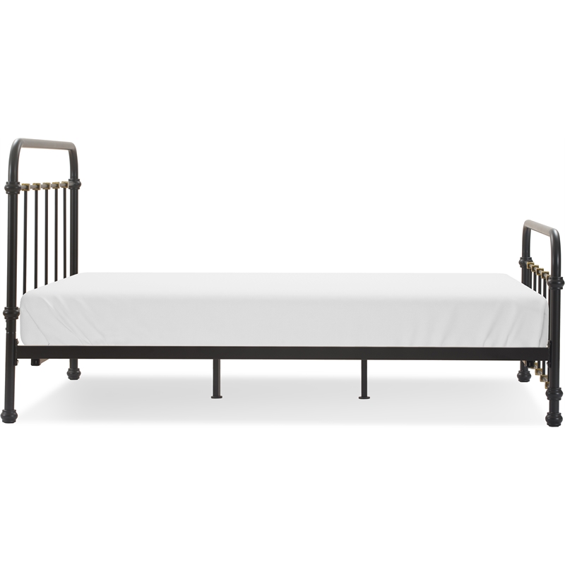 Pemberly Row Modern Renaud Parisian Metal Queen Bed Frame in Black