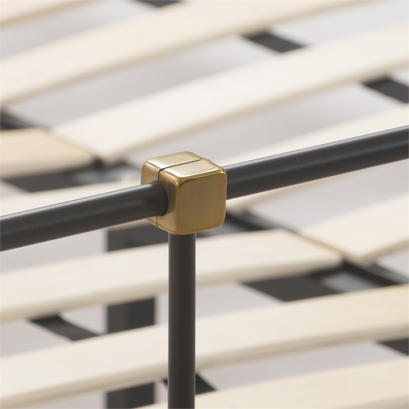 Pemberly Row Modern / Contemporary Renaud Parisian Metal King Bed Frame in Black