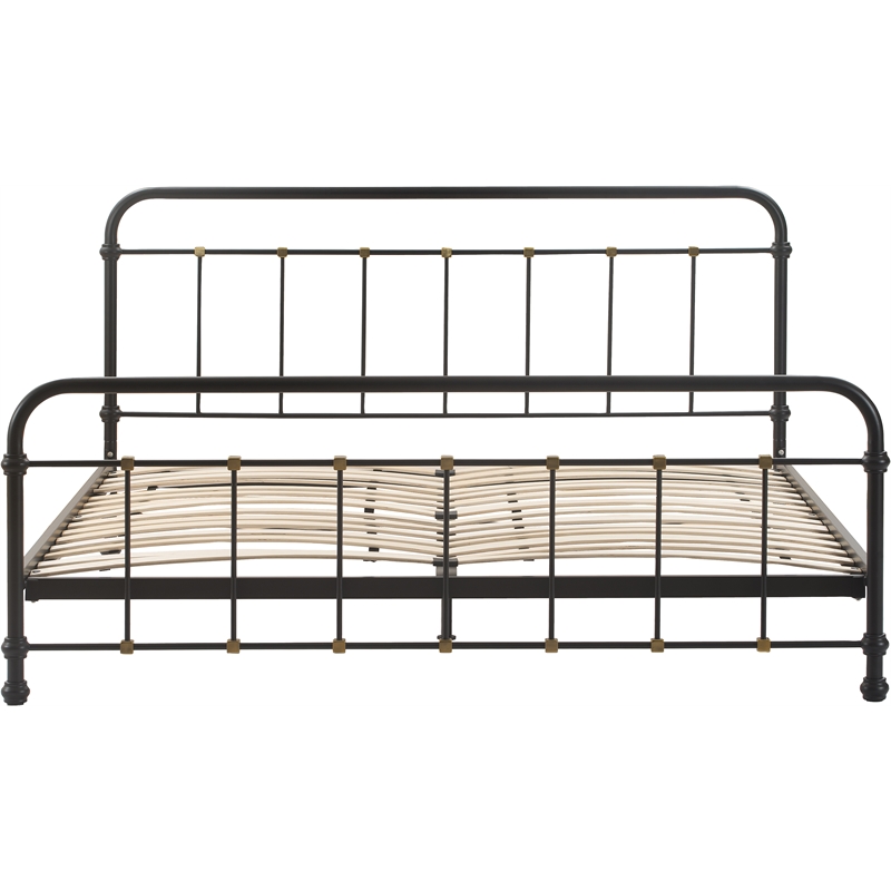 Pemberly Row Modern / Contemporary Renaud Parisian Metal King Bed Frame in Black