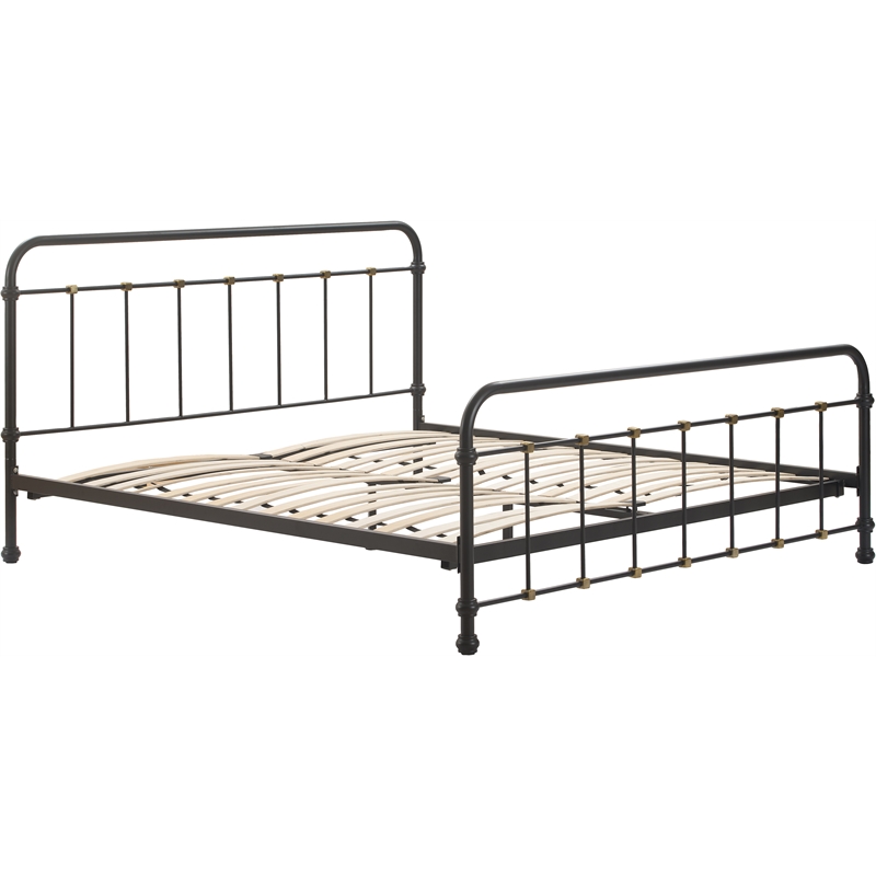 Pemberly Row Modern / Contemporary Renaud Parisian Metal King Bed Frame in Black