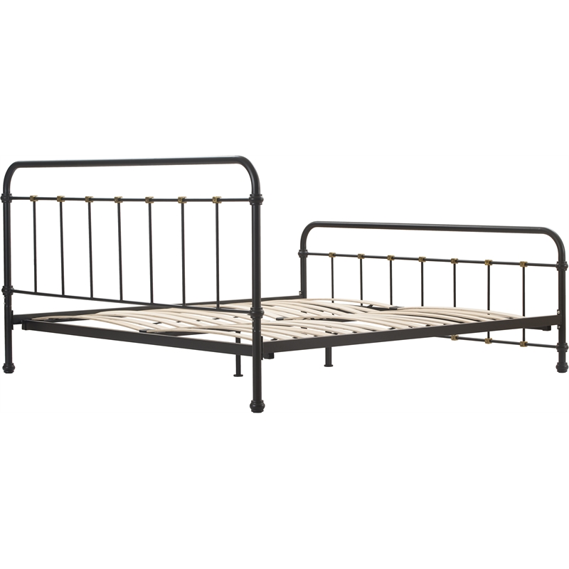 Pemberly Row Modern / Contemporary Renaud Parisian Metal King Bed Frame in Black