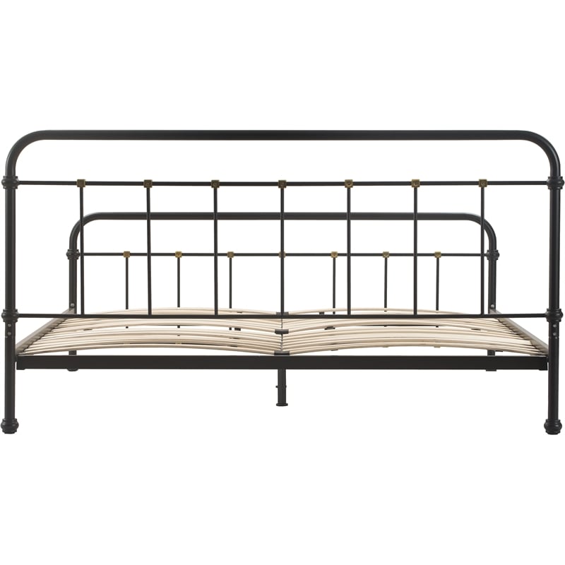 Pemberly Row Modern / Contemporary Renaud Parisian Metal King Bed Frame in Black