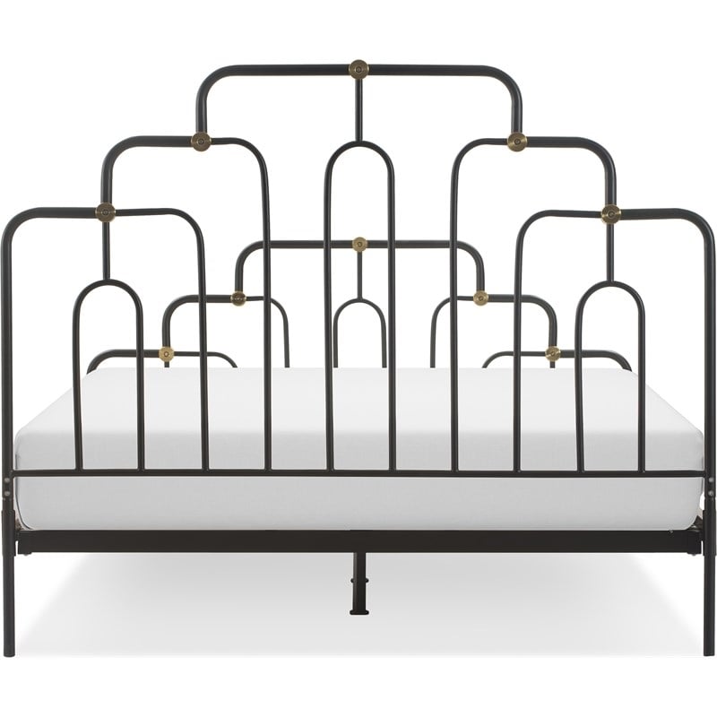 Pemberly Row Modern / Contemporary Astrid Queen Size Bed Black and Brass