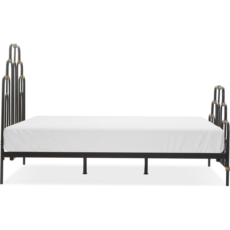 Pemberly Row Modern / Contemporary Astrid Queen Size Bed Black and Brass
